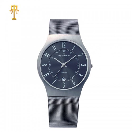 SKAGEN Grenen Titanium and Gray Steel-Mesh Watch