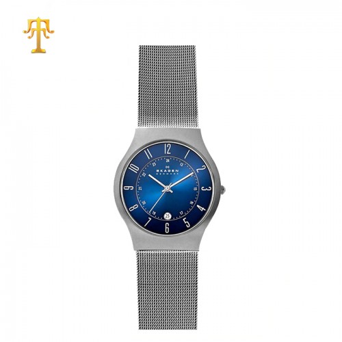 SKAGEN Grenen Titanium and Gray Steel-Mesh Watch